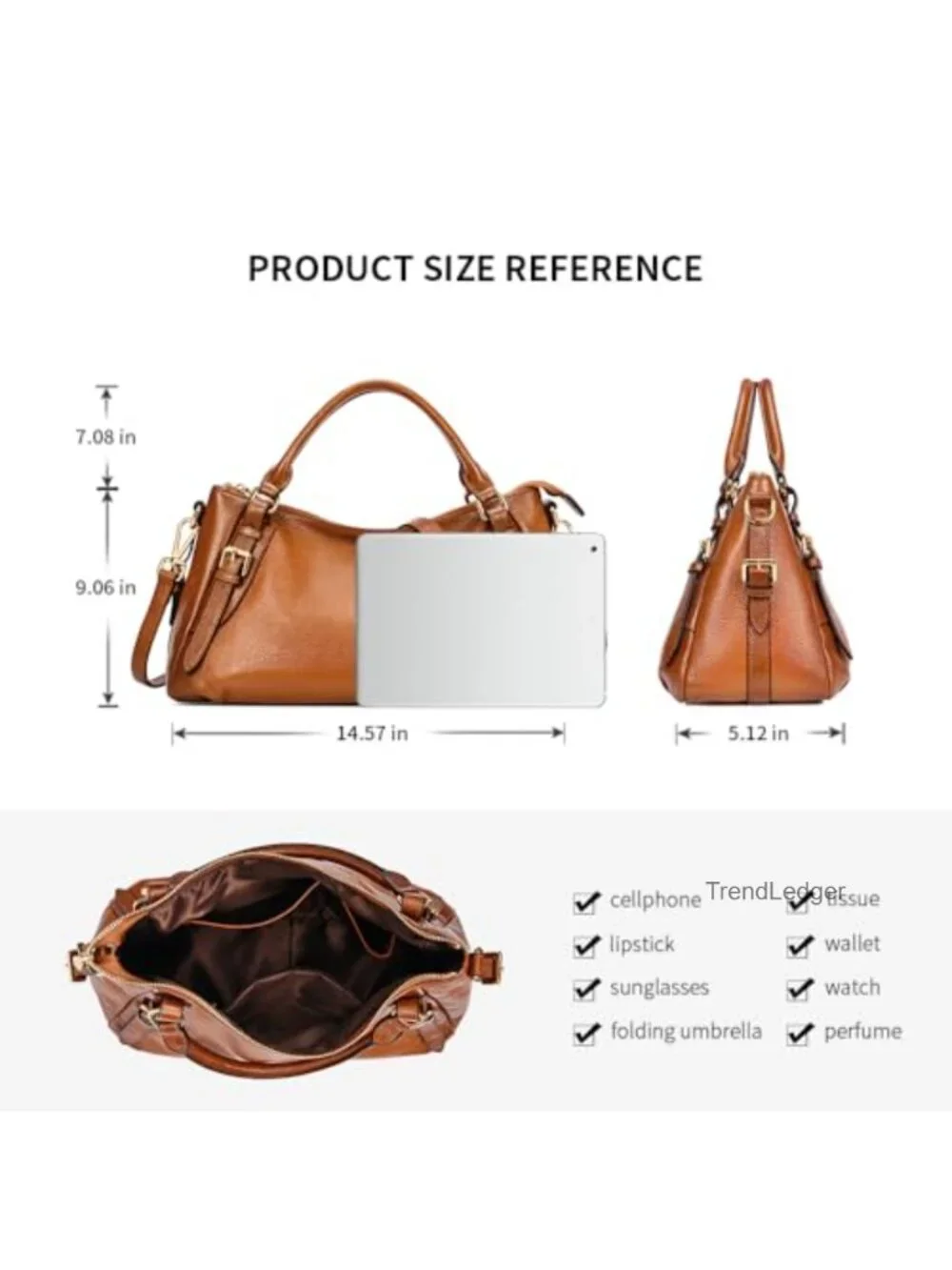 Genuine Pebbled Cowhide Leather Satchel Crossbody Bag